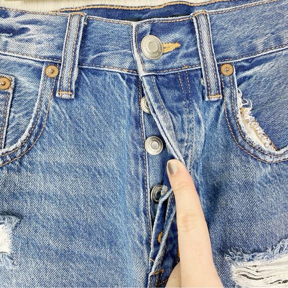 Aeropostale | Distressed 90s High Rise Cut Off Denim Shorts Size 4 - Picture 8 of 10